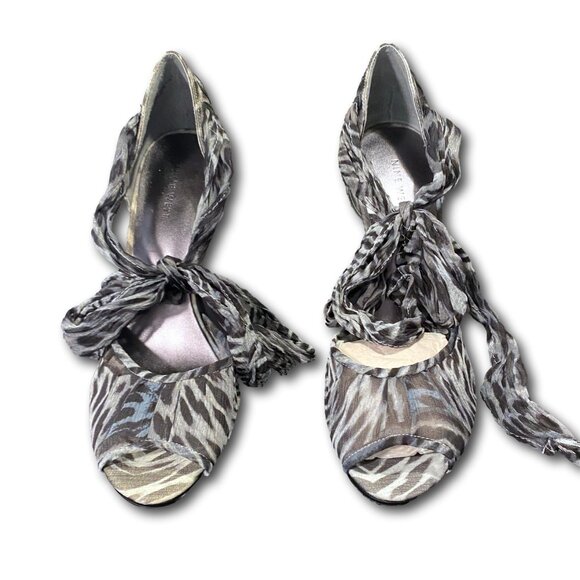 Nine West Zeebra Peep Toe Pumps Shoes w Sexy Bow NEW- SIZE 10 - Picture 4 of 6